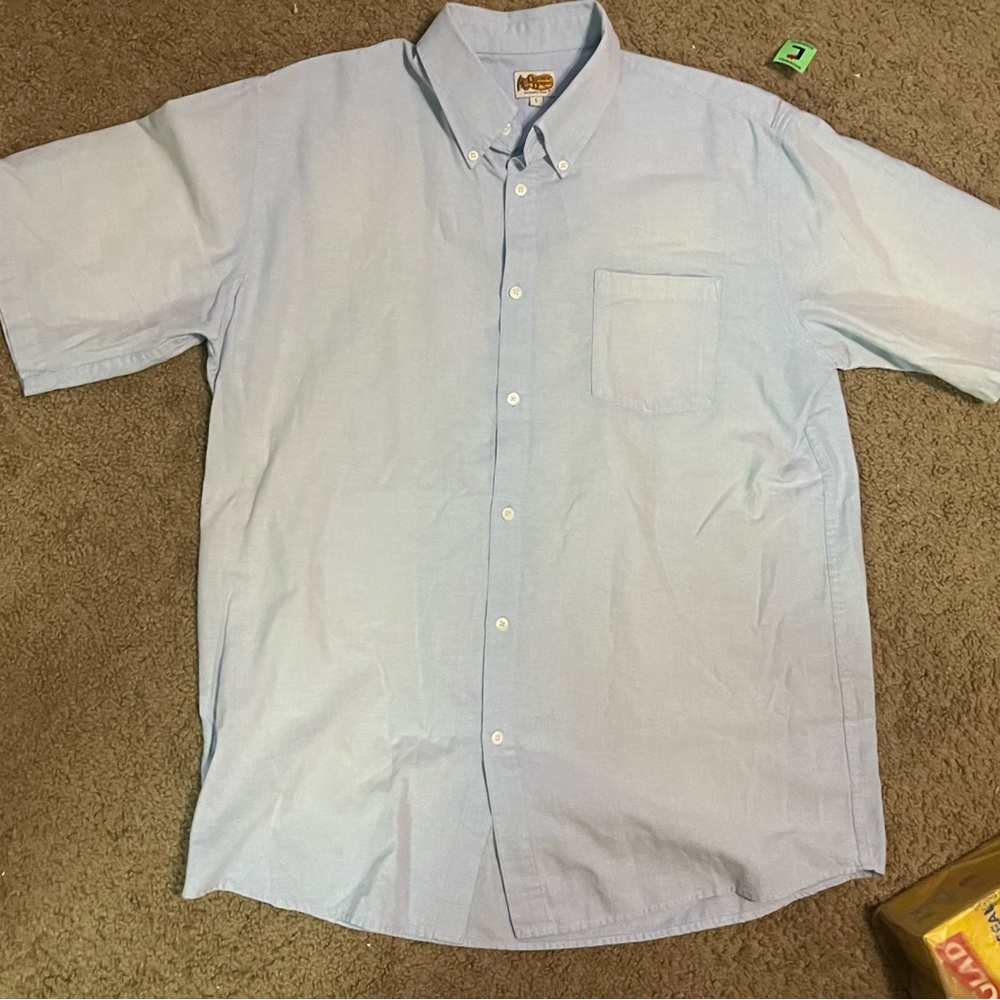 Cracker Barrel Men's Size Large Blue Short Sleeve Button Down Uniform Shirt